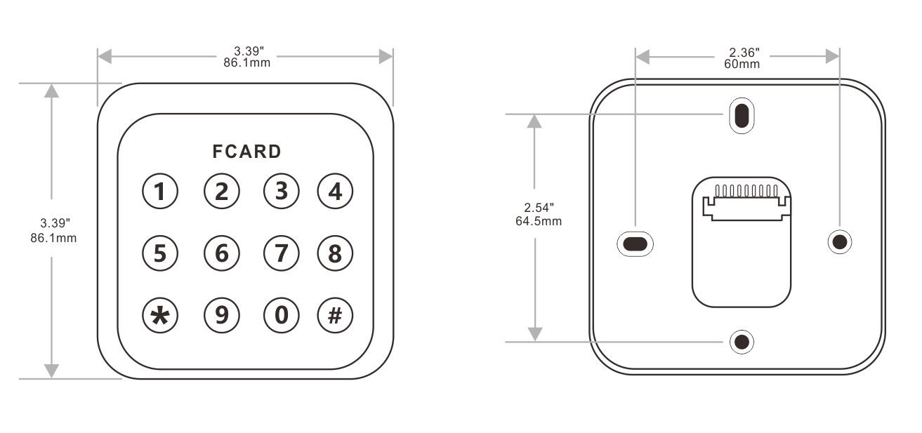 按键门禁一体机的尺寸
