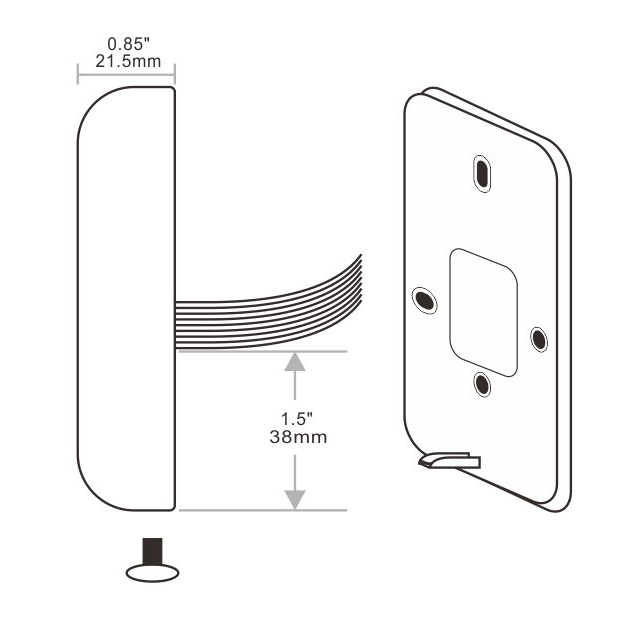 按键门禁读卡器的侧视图
