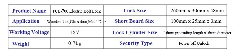 Electric Bolt Lock Size Electric Bolt Lock Size