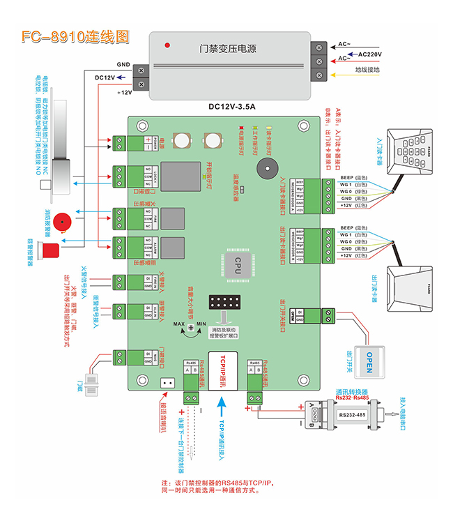 单门门禁控制器连线图 单门门禁控制器连线图
